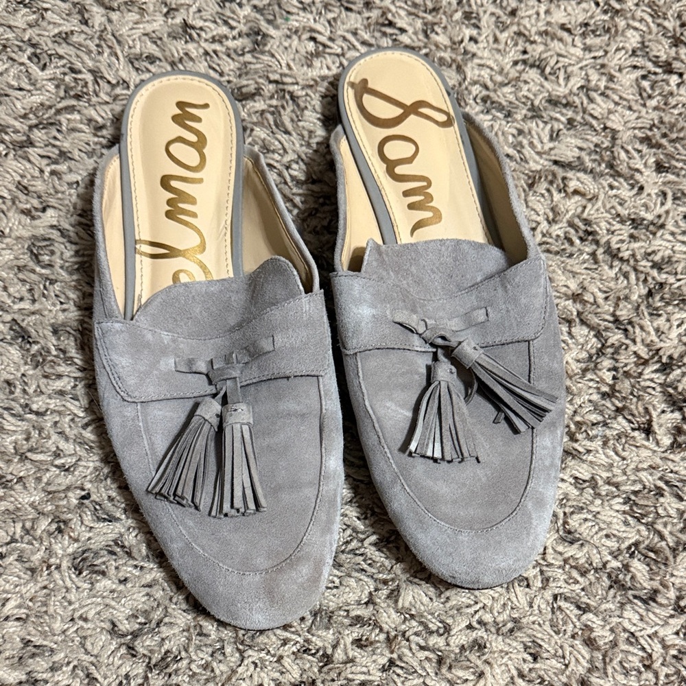 Sam Edelman Gray Suede Tassel Mules